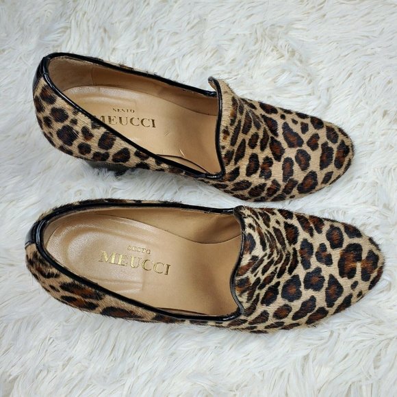 Sesto Meucci Mystee Calf Hair Heels Block Heels 5.5M - Picture 3 of 6
